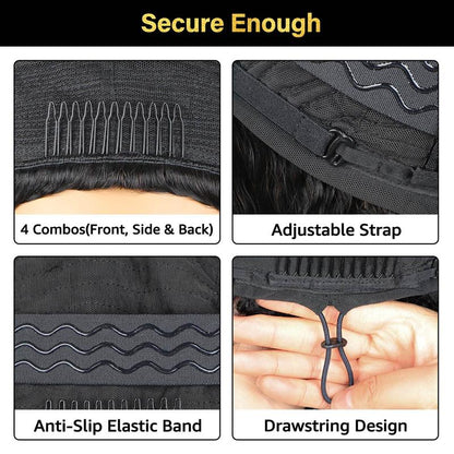 Afro Curly Wear  Half Wig 180% 250% Density Upgrade With Drawstring Cap Invisible Hairline Human Hair Wigs Beginner Friendly