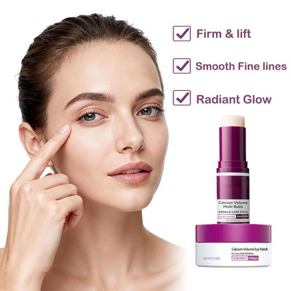 Eye Care Duo – Calcium Volume Multi Balm Stick + Hydrogel Under Eye Patches 60ea (30 Pairs), Hydrating & Smoothing Eye Treatment, Gentle on Skin& Save 20%