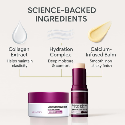 Eye Care Duo – Calcium Volume Multi Balm Stick + Hydrogel Under Eye Patches 60ea (30 Pairs), Hydrating & Smoothing Eye Treatment, Gentle on Skin& Save 20%