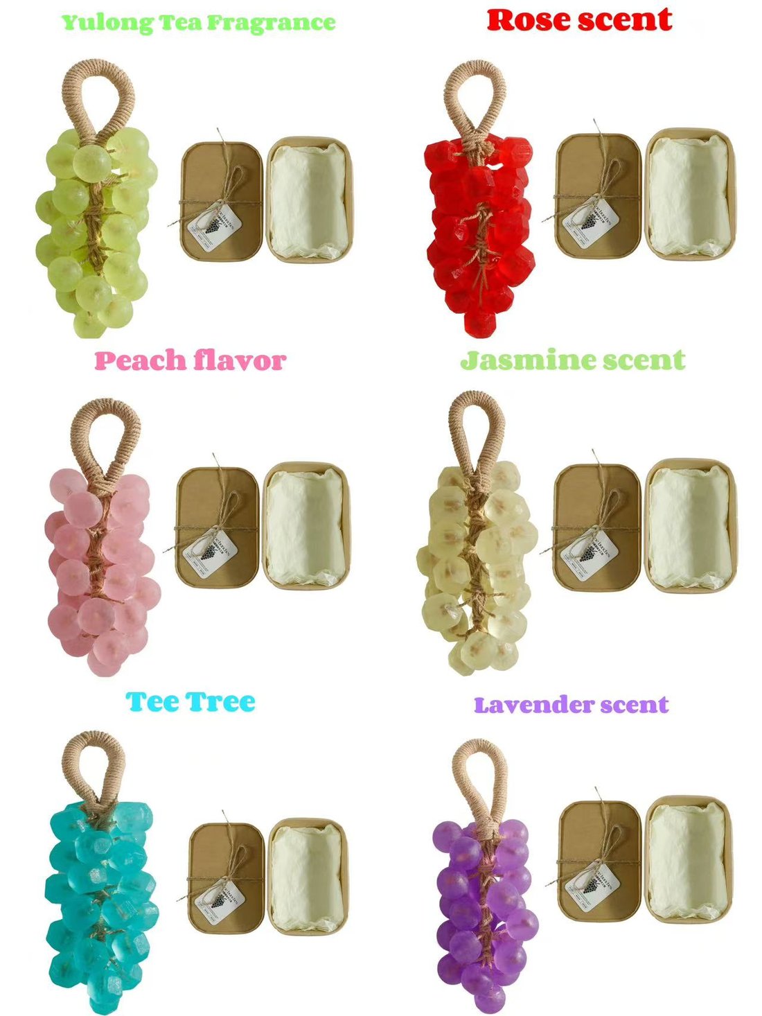 Grape Soap, Handcrafted Grapes Soap on a Ropes, Cold-Process Soaps for Hand Washing, Air Freshening, or Decoration